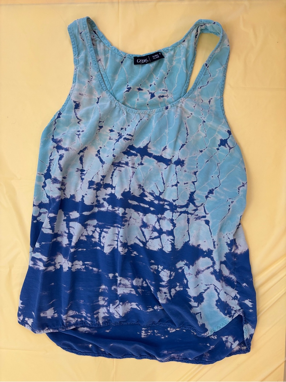 Gypsy 05 Blue silk Tie-Dye Racerback Tank